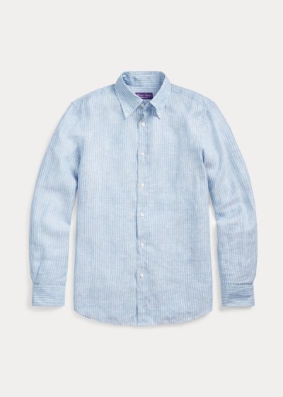 Ralph Lauren Striped Linen Chambray Skjorter Herre Danmark (UPQGK1460)